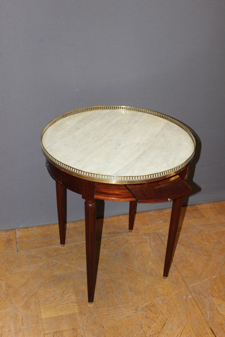 Table Bouillotte De Style Louis XVI En Acajou Et Laiton Vers 1900-photo-4