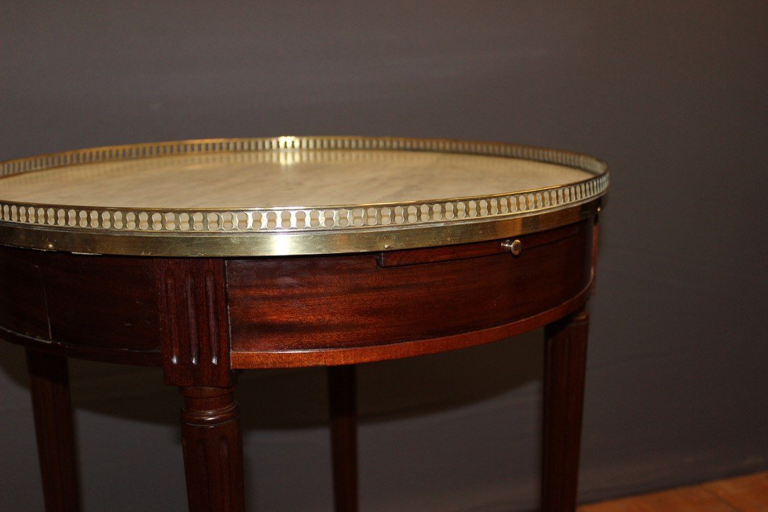 Table Bouillotte De Style Louis XVI En Acajou Et Laiton Vers 1900-photo-3