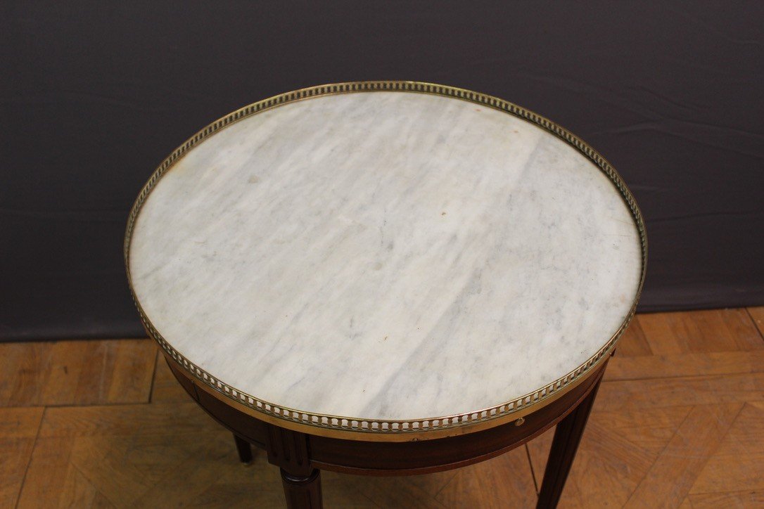 Table Bouillotte De Style Louis XVI En Acajou Et Laiton Vers 1900-photo-5