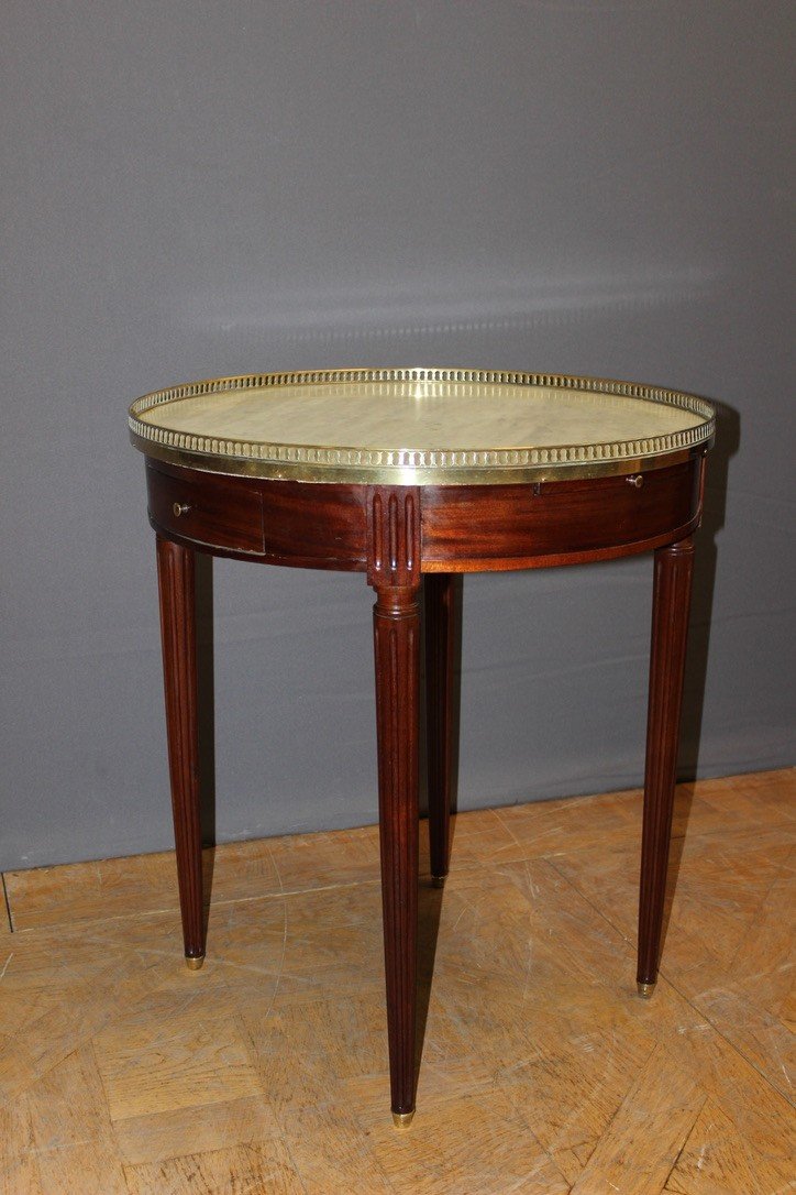 Table Bouillotte De Style Louis XVI En Acajou Et Laiton Vers 1900-photo-6