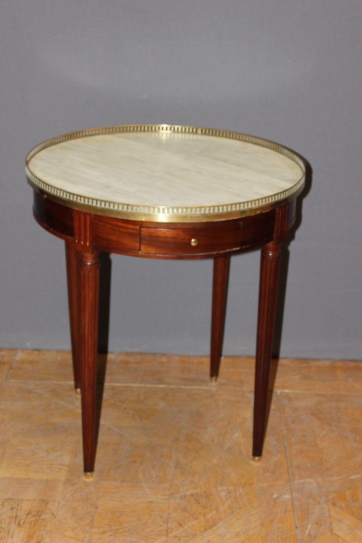 Table Bouillotte De Style Louis XVI En Acajou Et Laiton Vers 1900-photo-7