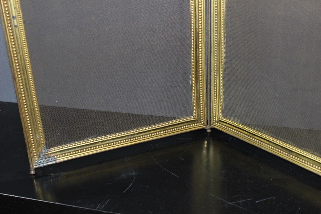 Louis XVI Style Gilt Bronze Fireplace Fire Screen-photo-6