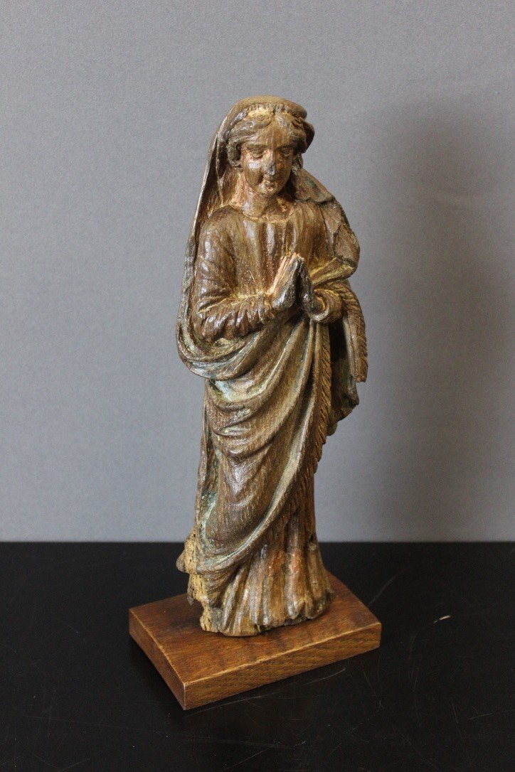 Sculpture Of Saint Catherine Of Alexandria In Oak XVIII-photo-6