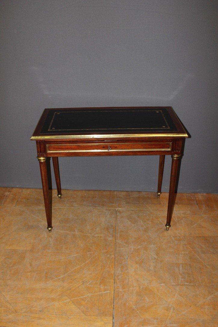 Louis XVI Style Desk In Mahogany And Brass Late 19th Century-photo-3