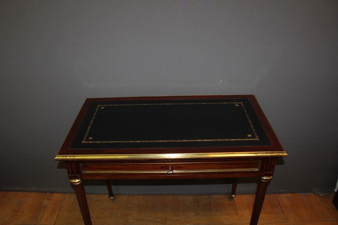 Louis XVI Style Desk In Mahogany And Brass Late 19th Century-photo-4