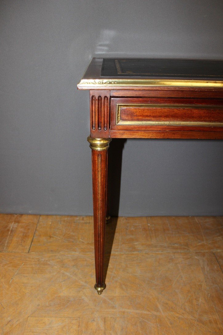 Louis XVI Style Desk In Mahogany And Brass Late 19th Century-photo-7