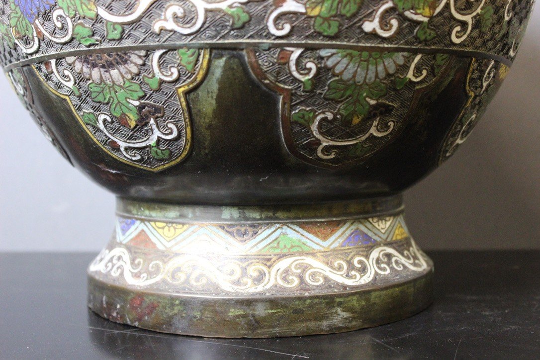 Cache-pot En Bronze Cloisonné Japon XIX -photo-2