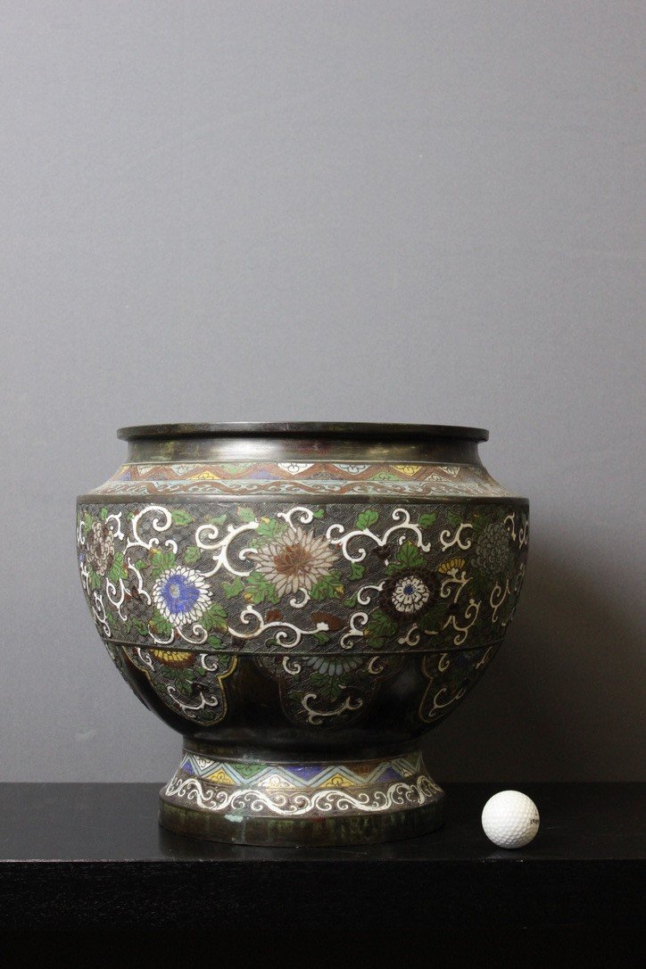 Cache-pot En Bronze Cloisonné Japon XIX -photo-4