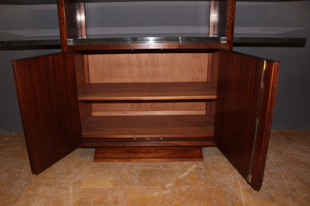 Art Deco Period Console In Exotic Wood And Marble Circa 1930-photo-2