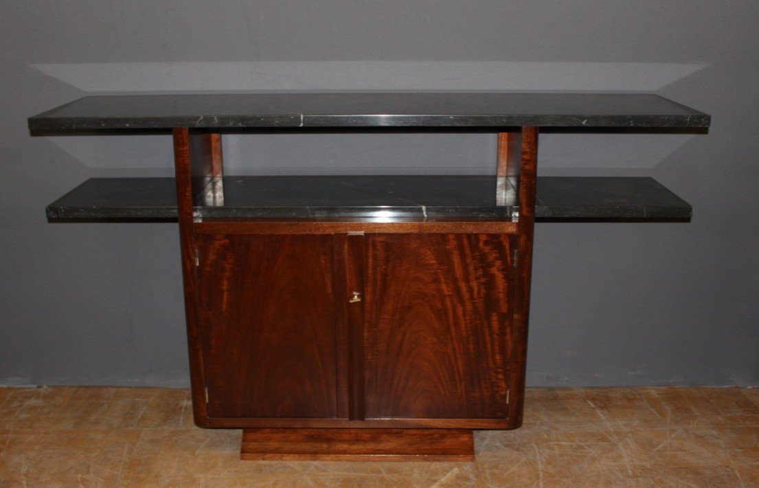 Art Deco Period Console In Exotic Wood And Marble Circa 1930-photo-8