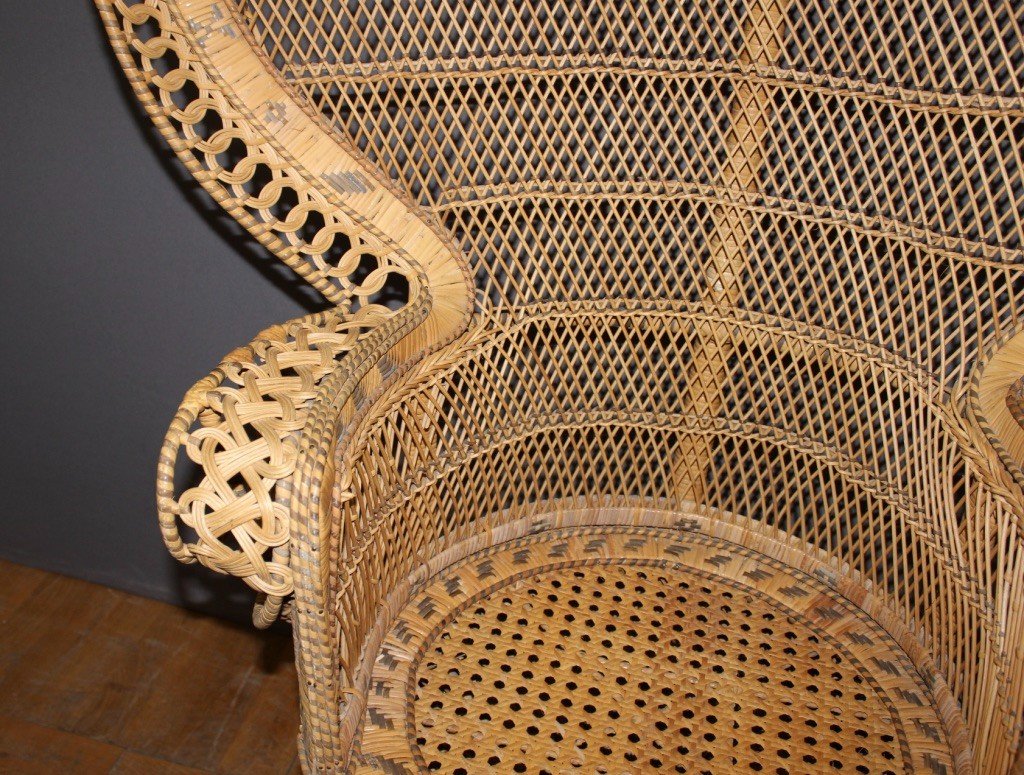 Emmanuelle Rattan Armchair Circa 1970-photo-2