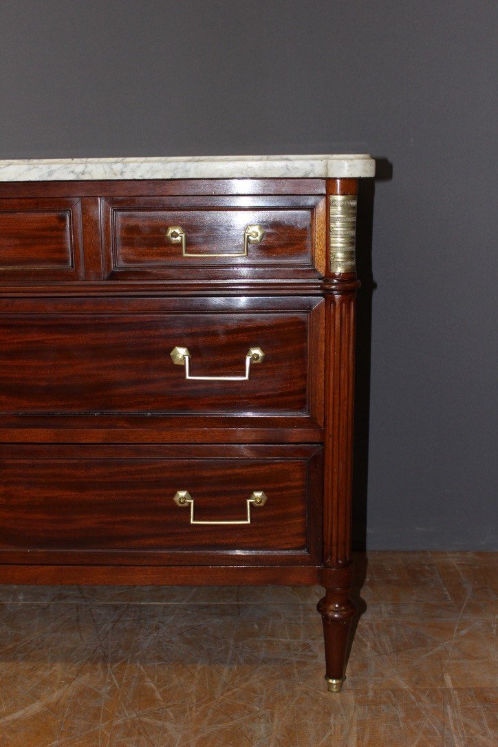 Louis XVI Period Commode In Mahogany Late 18th Century-photo-3