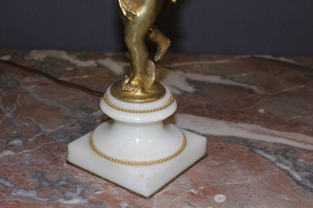 Angelot Lamp In Gilt Bronze Around 1900-photo-1