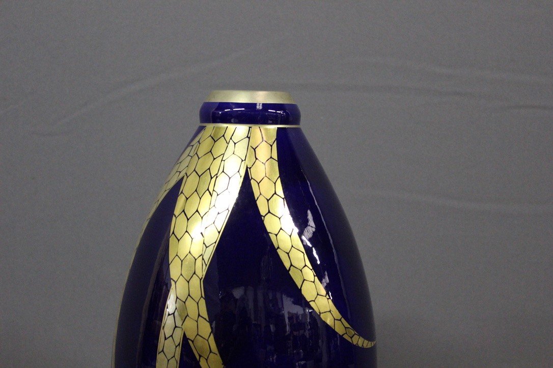 Large Art Deco Porcelain Vase By Pinon Heuzé-photo-4