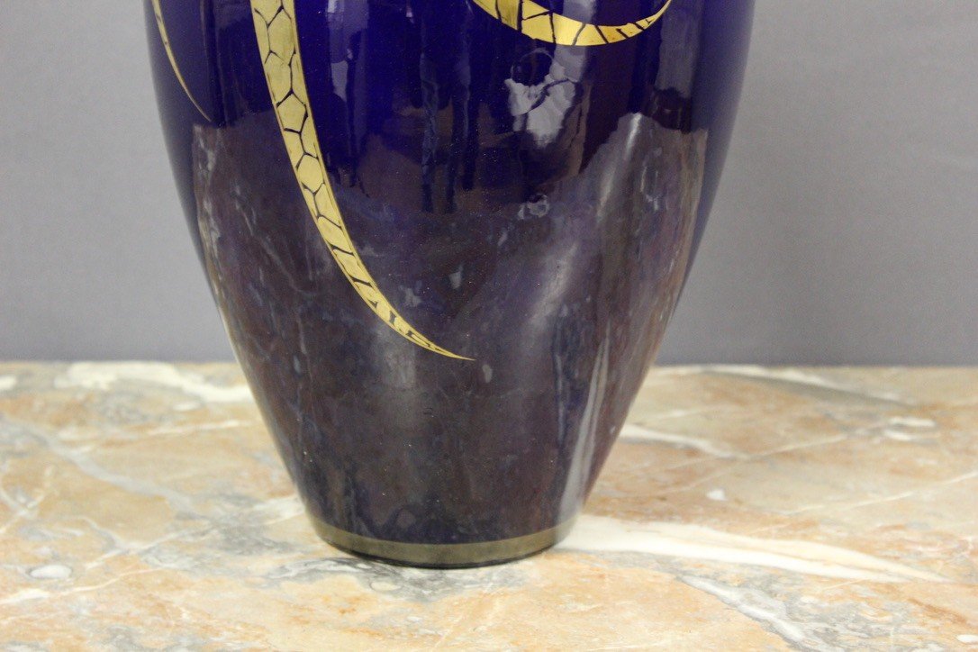 Large Art Deco Porcelain Vase By Pinon Heuzé-photo-7