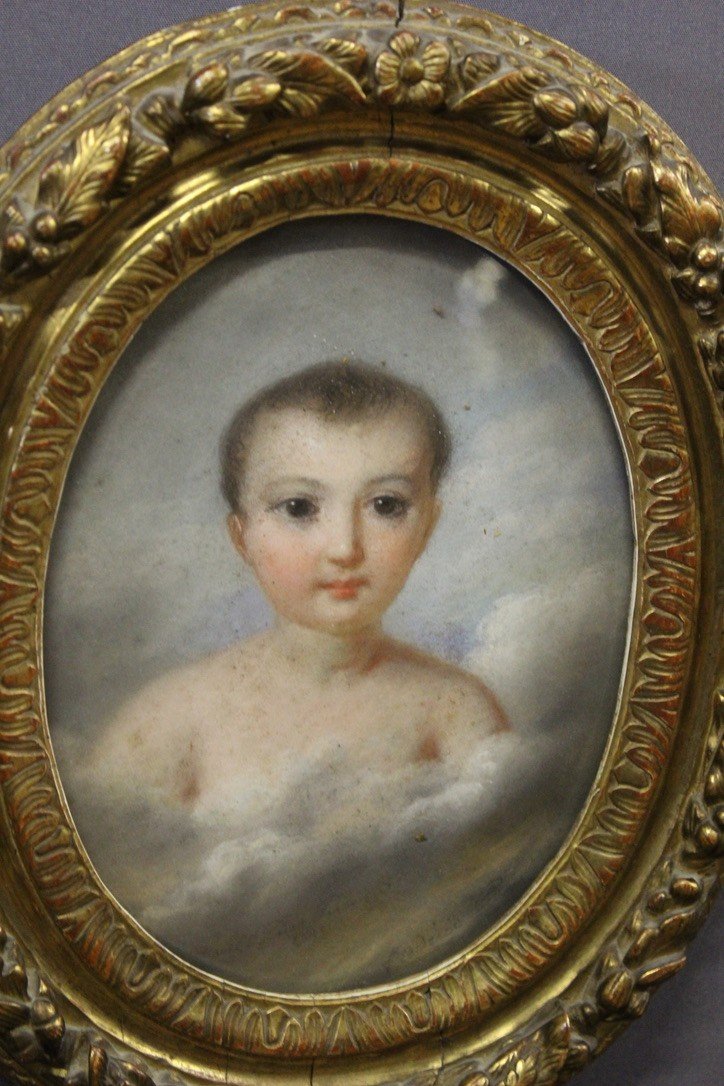 Portrait Of A Child In Pastel Dated 1820-photo-1