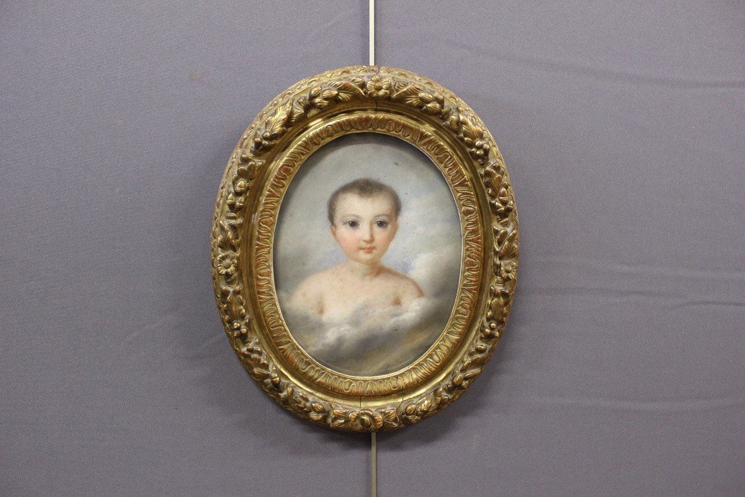 Portrait Of A Child In Pastel Dated 1820-photo-3
