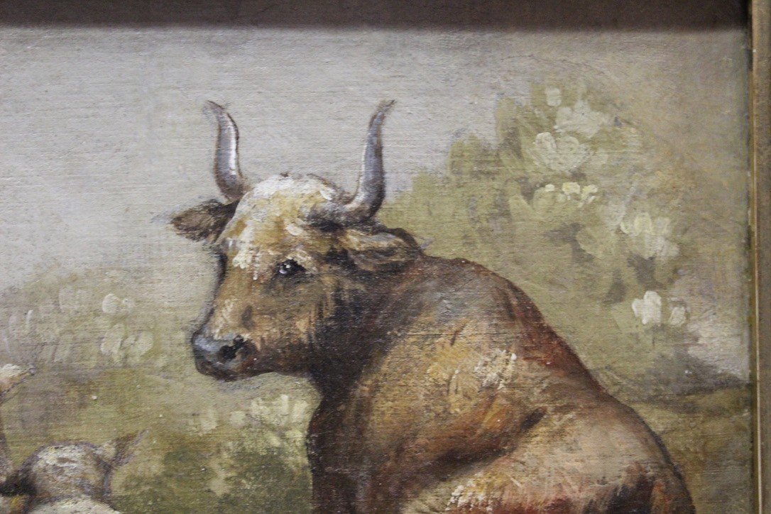 Oil On Canvas Cow And Sheep XIX-photo-6