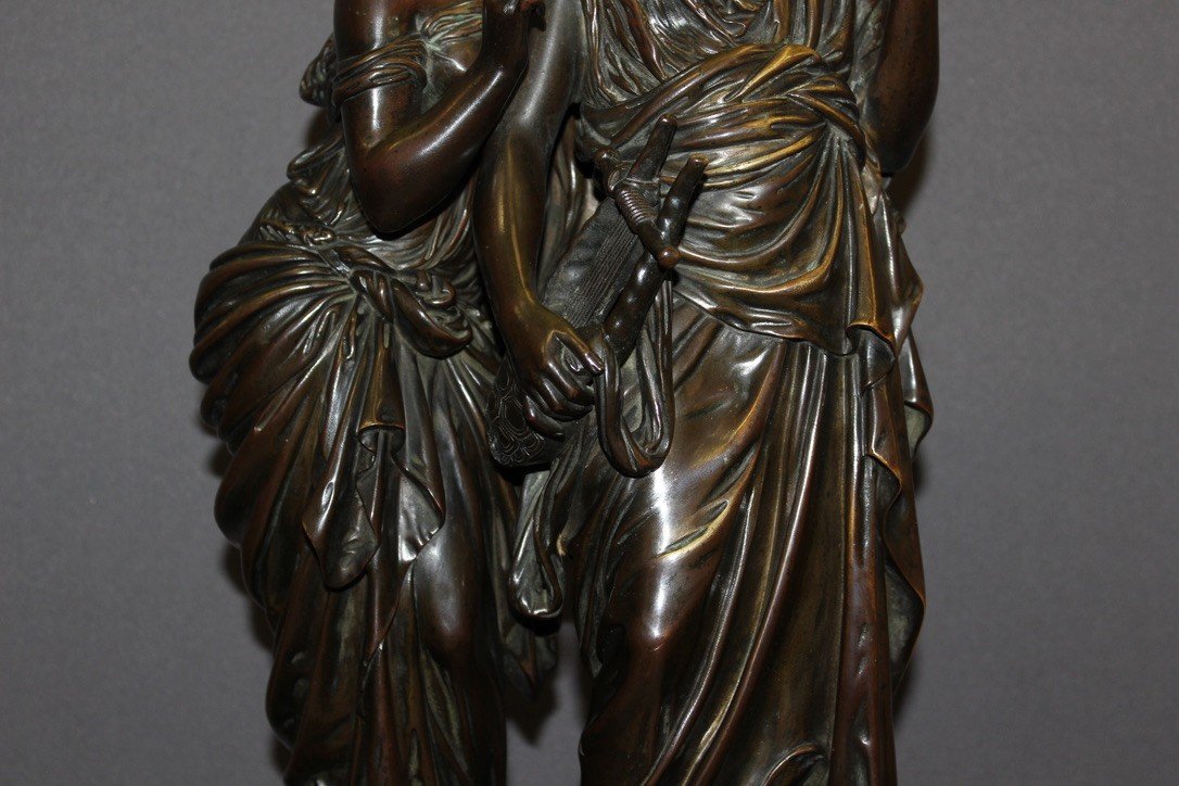 Bronze Orphée Et Eurydice d'Après Hippolyte Moreau Fin XIX-photo-2