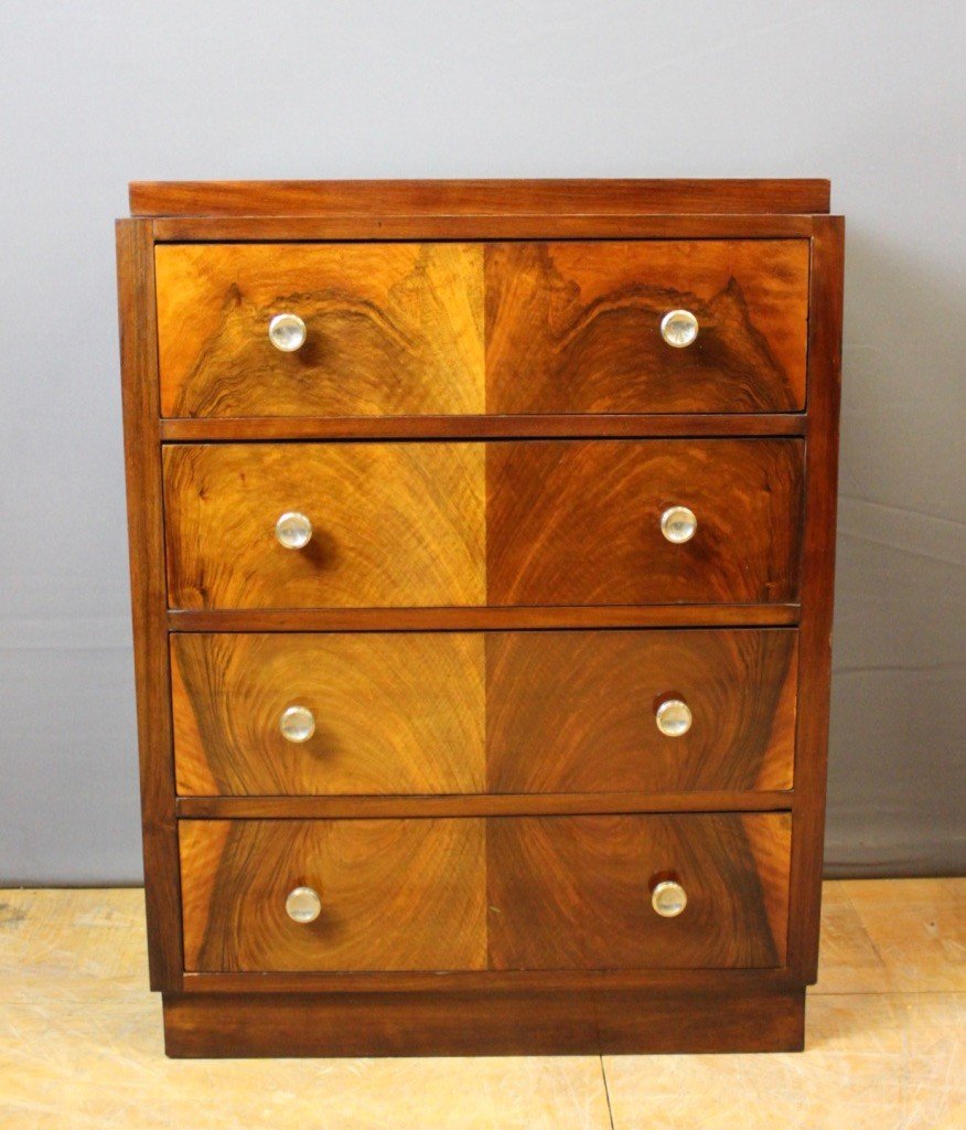 Art Deco Chest Of Drawers In Walnut Circa 1930-photo-2