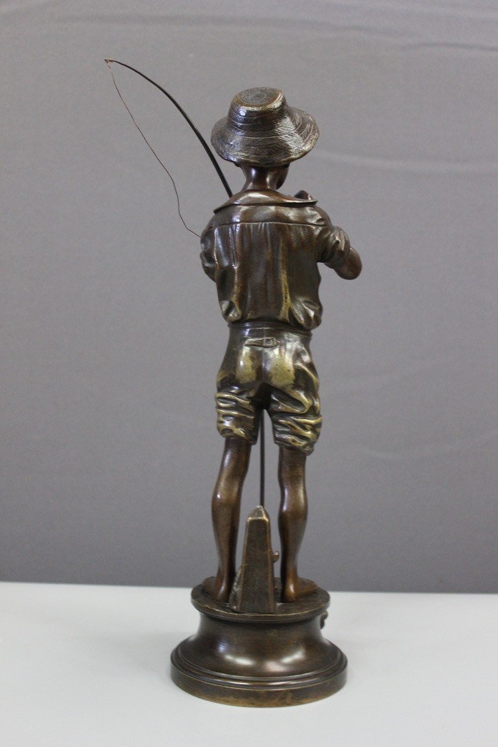 Bronze Par Lavergne Représentant Un Pêcheur vers 1900-photo-2
