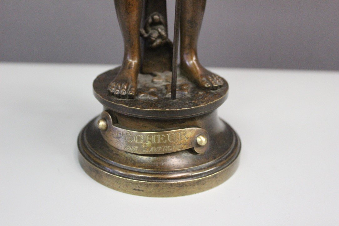 Bronze Par Lavergne Représentant Un Pêcheur vers 1900-photo-2