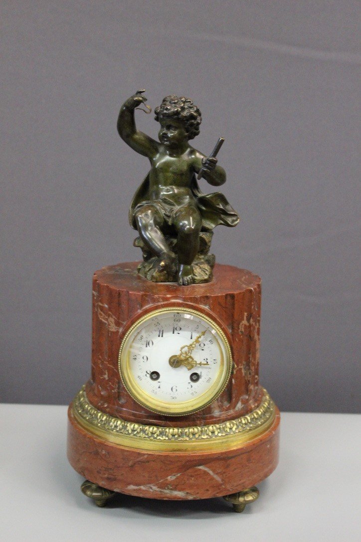 Terminal Clock Topped With A Putti Around 1880-photo-2