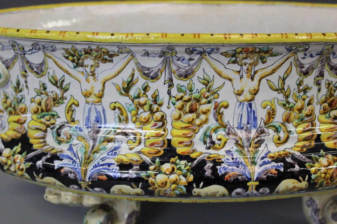 Blois Earthenware Planter By J. Tortat Late 19th Century-photo-3