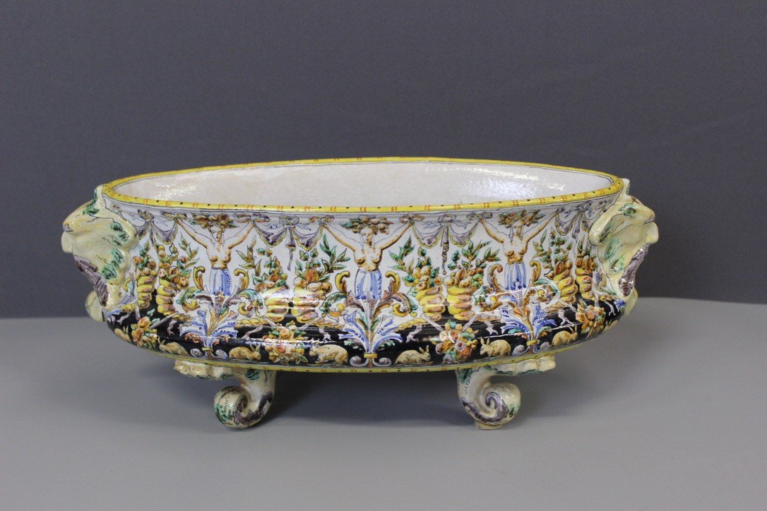 Blois Earthenware Planter By J. Tortat Late 19th Century-photo-4