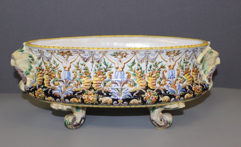 Blois Earthenware Planter By J. Tortat Late 19th Century