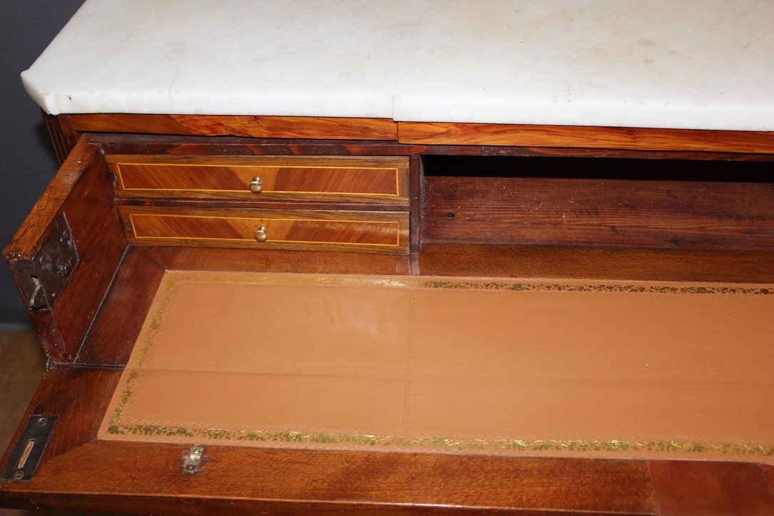 Transitional Secretary Commode In Marquetry XVIII Century-photo-4