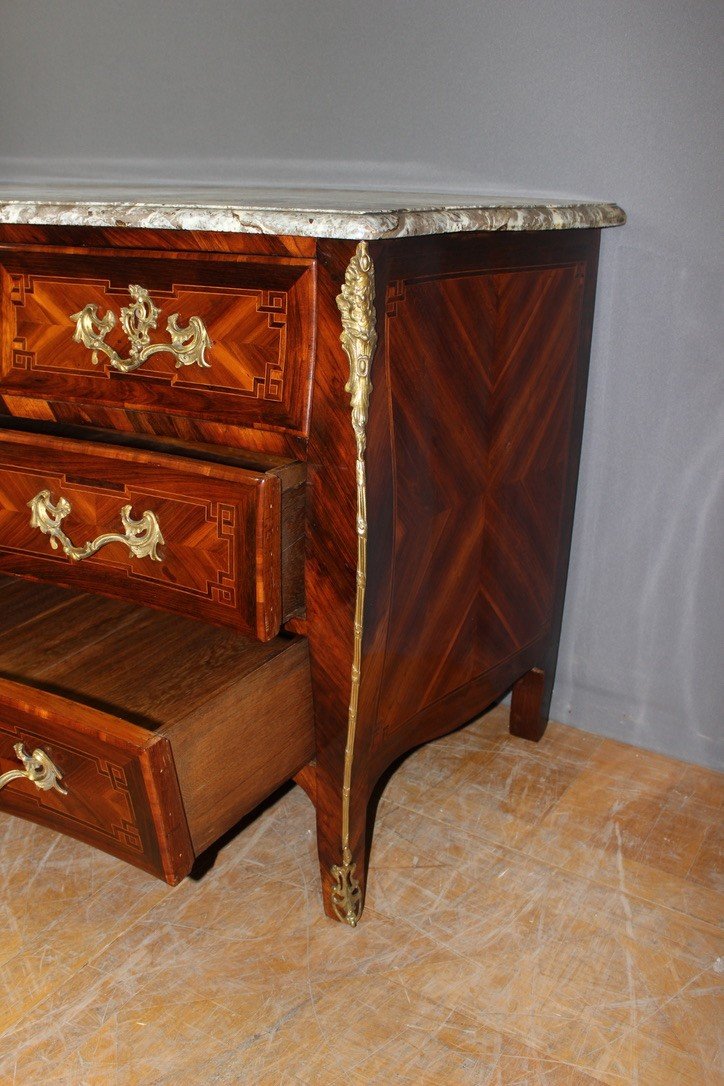 Louis XV Commode In Marquetry XVIII Century -photo-4