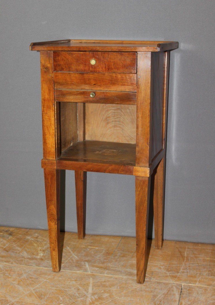 Restoration Curtain Bedside Table In Walnut 19th Century-photo-3