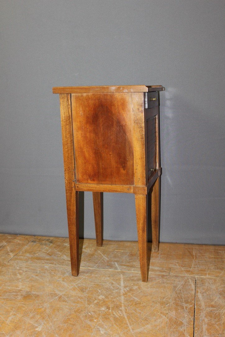 Restoration Curtain Bedside Table In Walnut 19th Century-photo-2