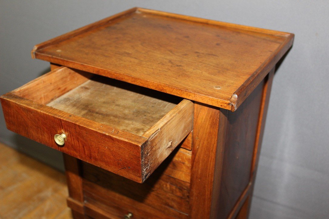 Restoration Curtain Bedside Table In Walnut 19th Century-photo-4