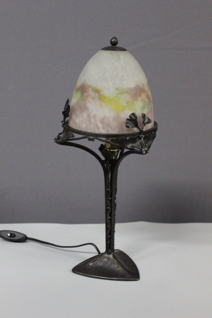 Lampe d'époque Art Déco Signé Muller Vers 1930-photo-6