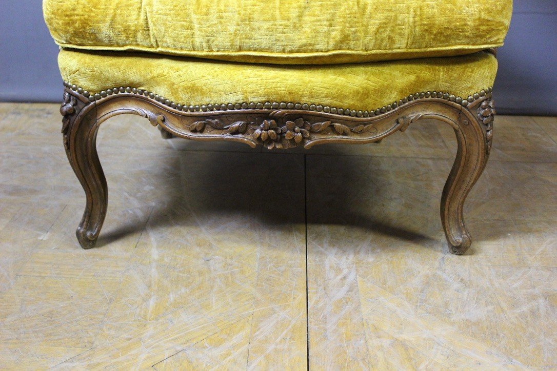 Large Fauteuil d'époque Louis XV En Noyer XVIII-photo-4