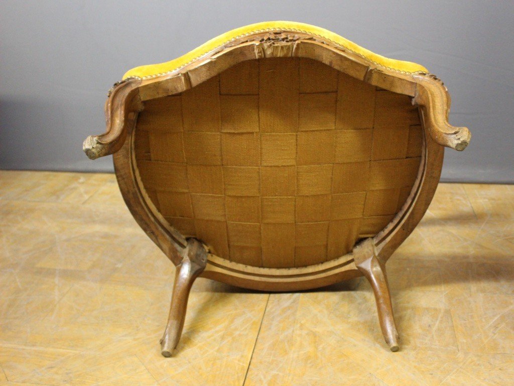 Large Fauteuil d'époque Louis XV En Noyer XVIII-photo-1