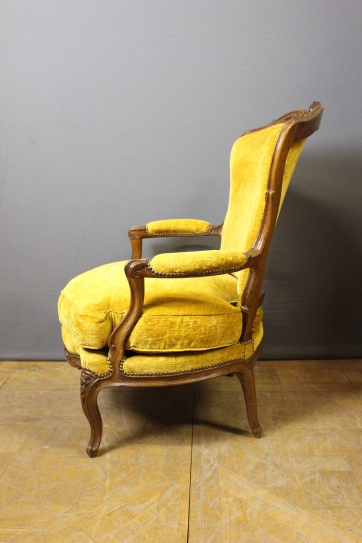 Large Fauteuil d'époque Louis XV En Noyer XVIII-photo-2