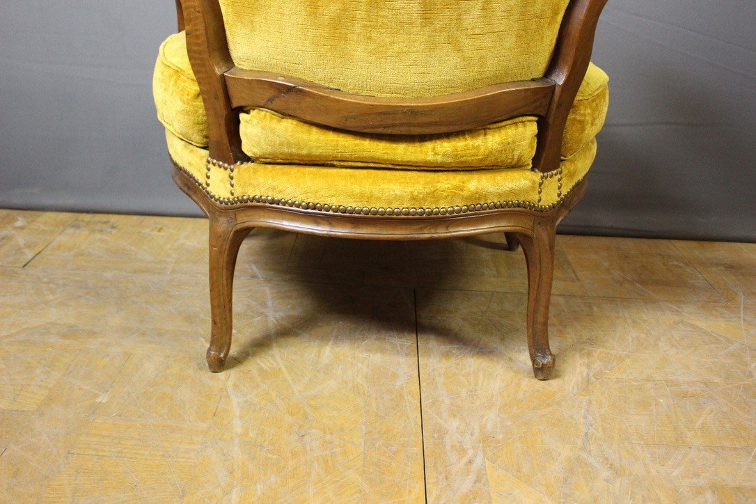 Large Fauteuil d'époque Louis XV En Noyer XVIII-photo-4