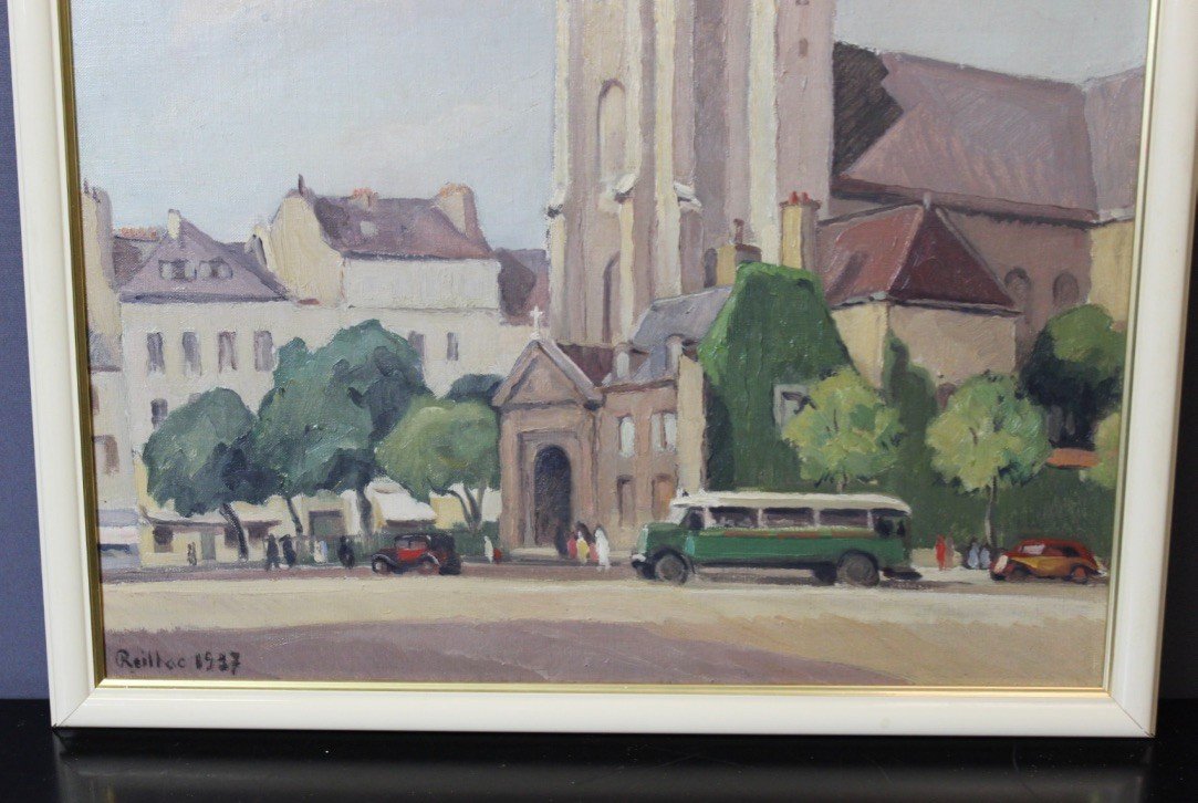 Huile Sur Carton église De Saint Germain Des Prés Par Reillac 1937-photo-2