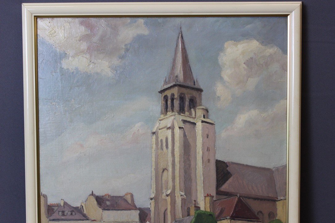 Huile Sur Carton église De Saint Germain Des Prés Par Reillac 1937-photo-3