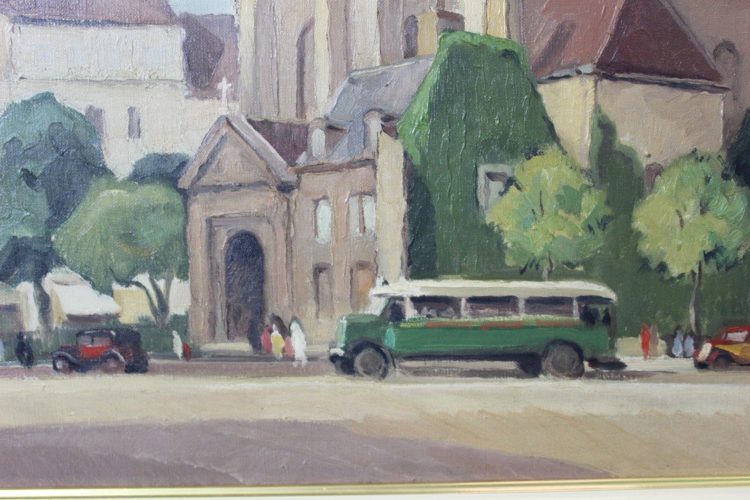 Huile Sur Carton église De Saint Germain Des Prés Par Reillac 1937-photo-4