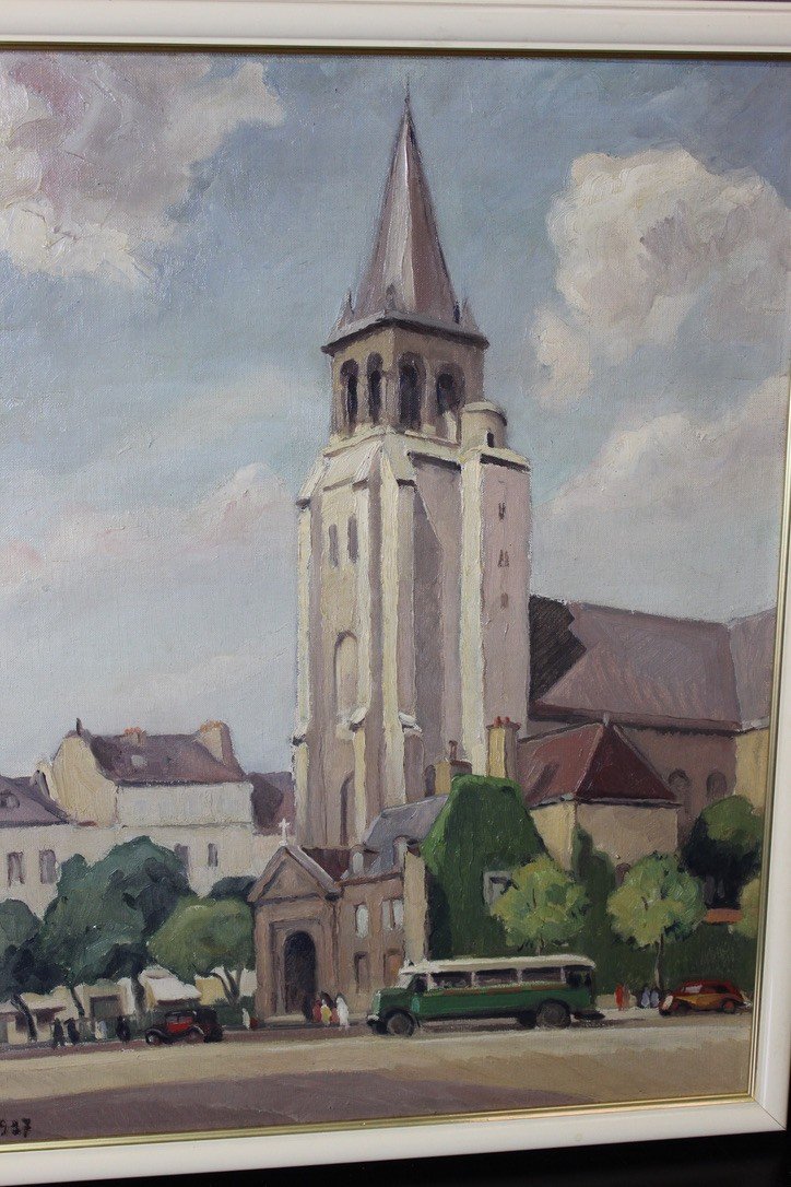 Huile Sur Carton église De Saint Germain Des Prés Par Reillac 1937-photo-6