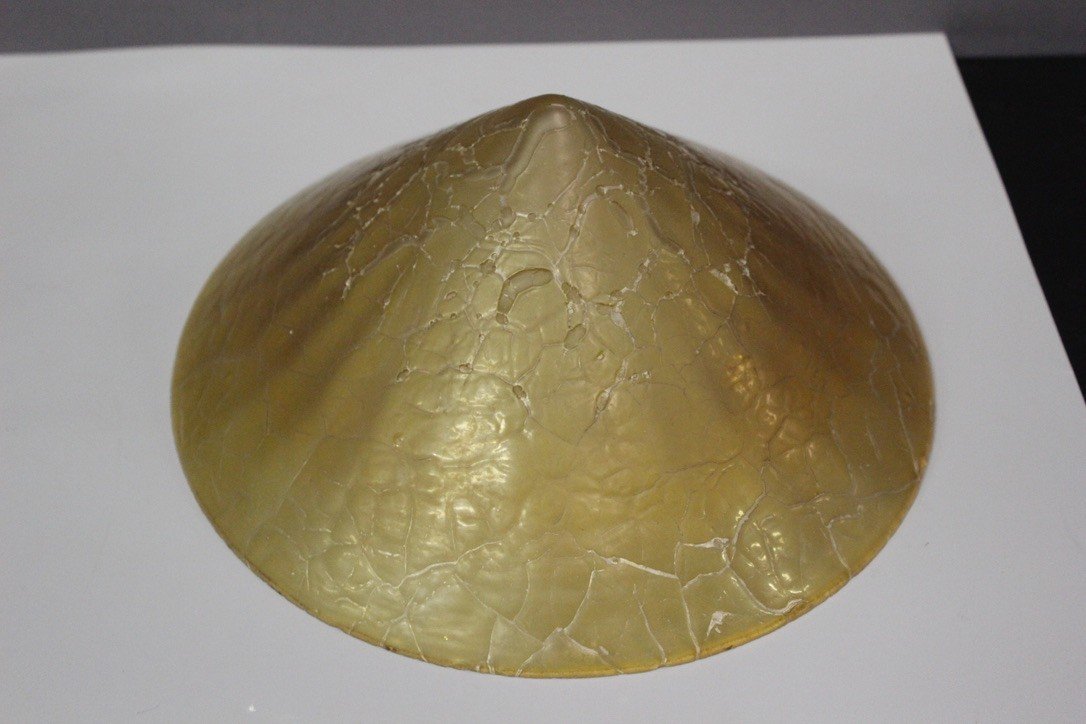 Art Deco Style Mushroom Lamp In Cracked Glass -photo-4