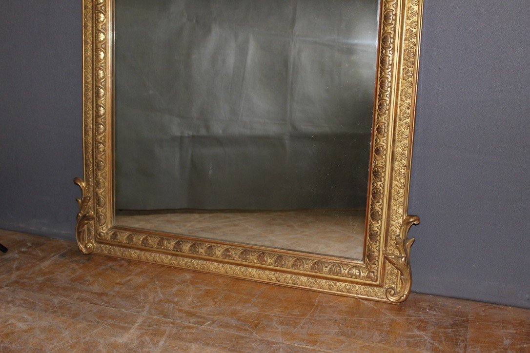 Napoleon III Period Mirror In Gilded Stucco 19th Century-photo-3