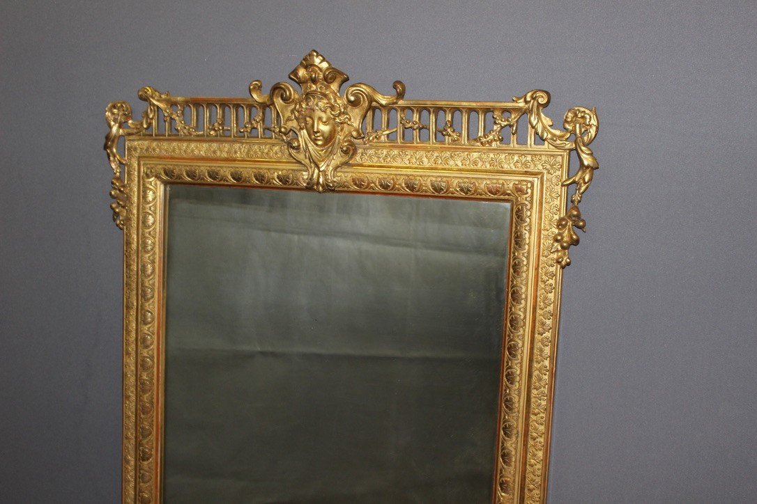 Napoleon III Period Mirror In Gilded Stucco 19th Century-photo-4