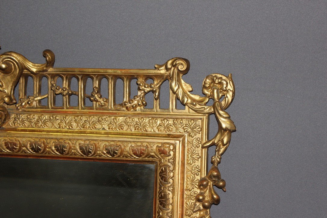 Napoleon III Period Mirror In Gilded Stucco 19th Century-photo-7