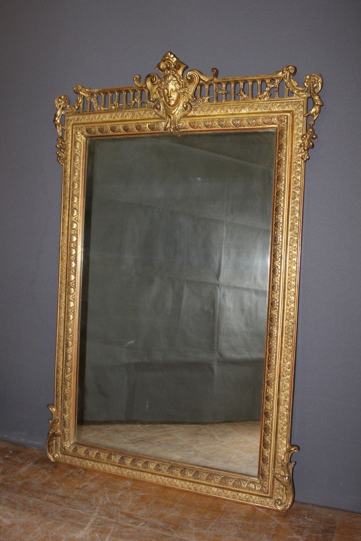 Napoleon III Period Mirror In Gilded Stucco 19th Century