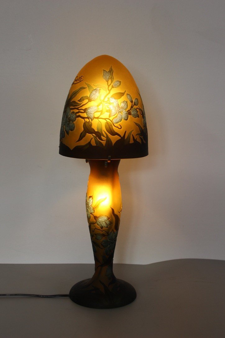 Gallé Tip Mushroom Lamp Circa 1980-photo-2